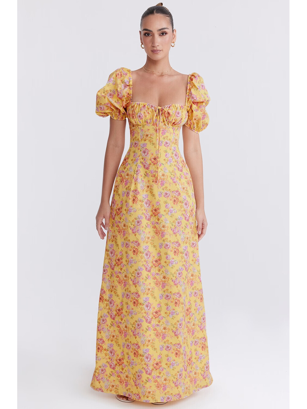 NEW, House of CB Felizia Butter Print Puff Sleeve Sundress Sz XS #MD2560